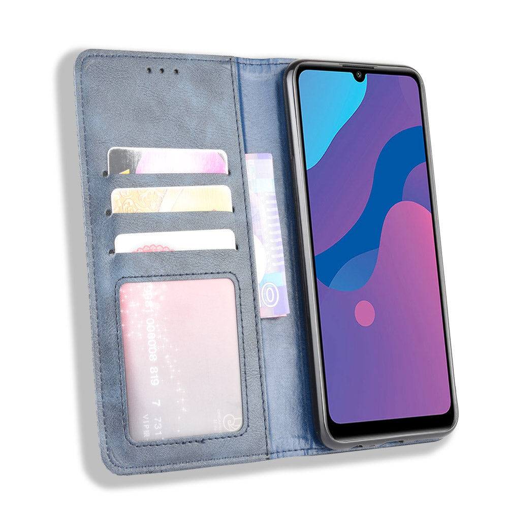 Vintage Style Leather Wallet Stand Phone Shell for Honor 9A/Play 9A