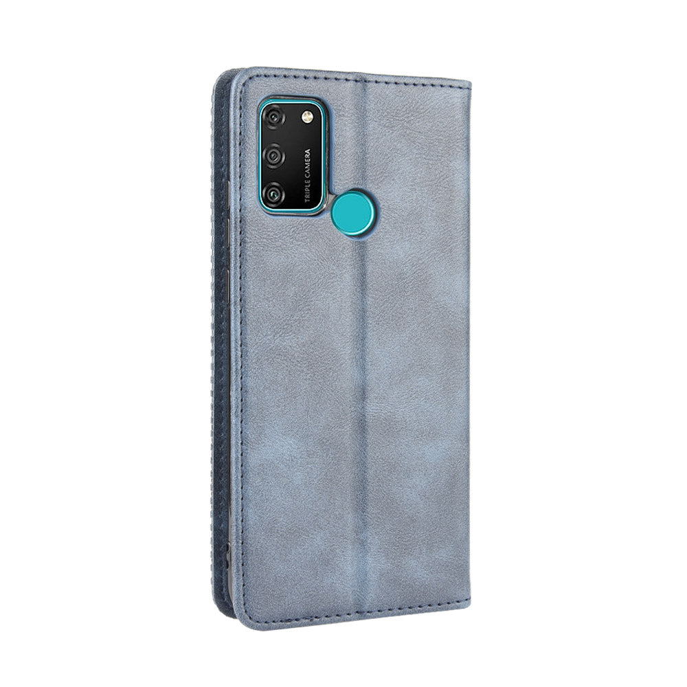 Vintage Style Leather Wallet Stand Phone Shell for Honor 9A/Play 9A