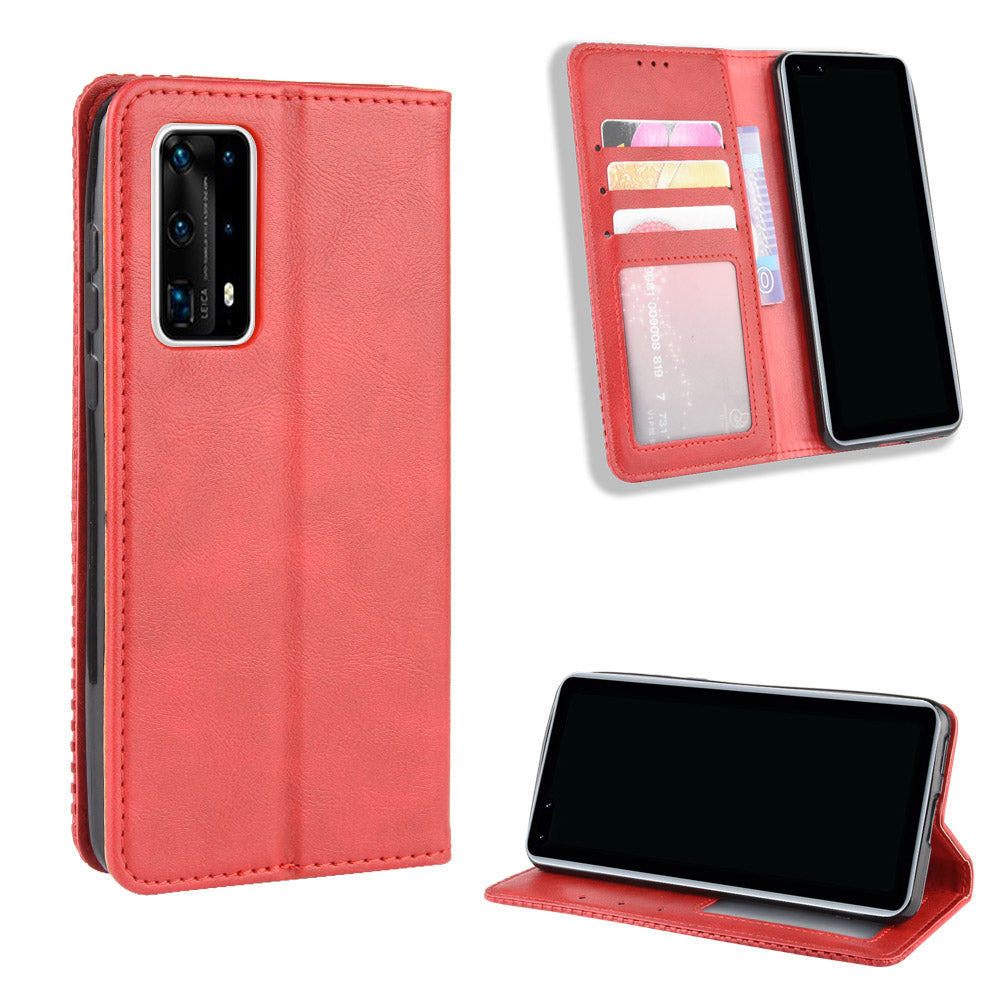 Retro Leather with Wallet Stand Cover for Huawei P40 Pro+