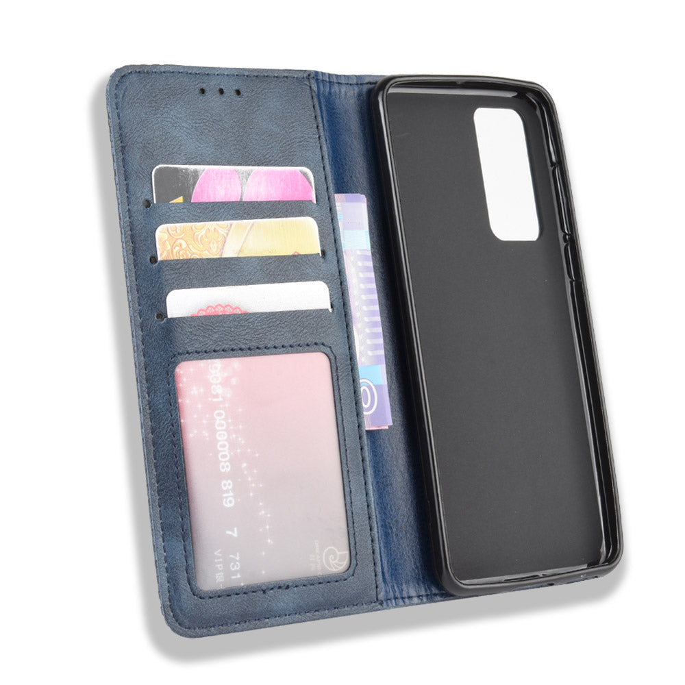 Retro Leather with Wallet Stand Cover for Huawei P40 Pro+