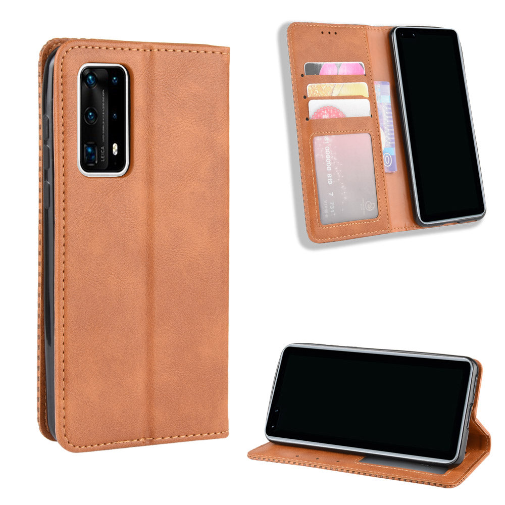 Retro Leather with Wallet Stand Cover for Huawei P40 Pro+