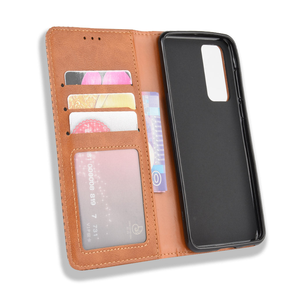Retro Leather with Wallet Stand Cover for Huawei P40 Pro+