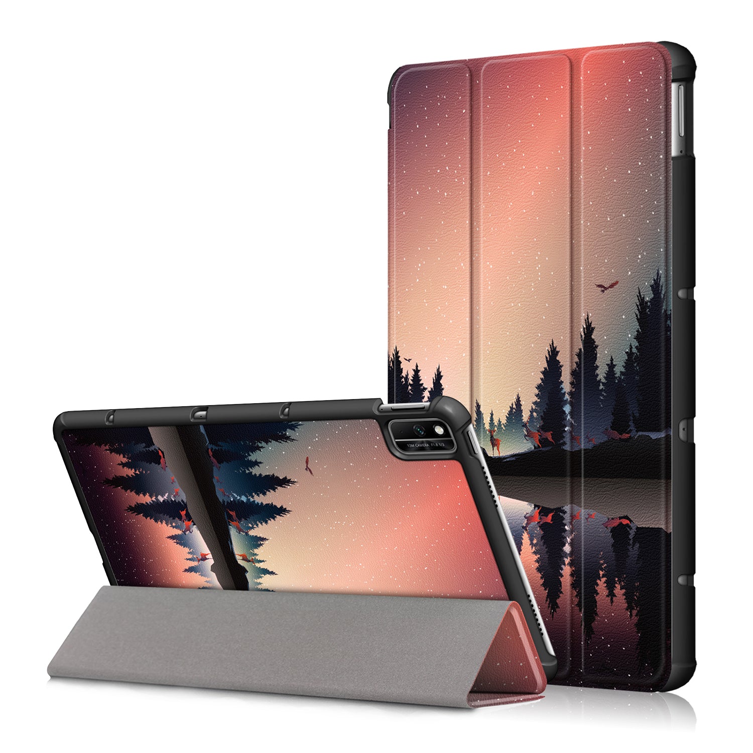 Pattern Printing PU Leather Tri-fold Stand Tablet Case for Honor V6 5G 10.4/Huawei MatePad 10.4