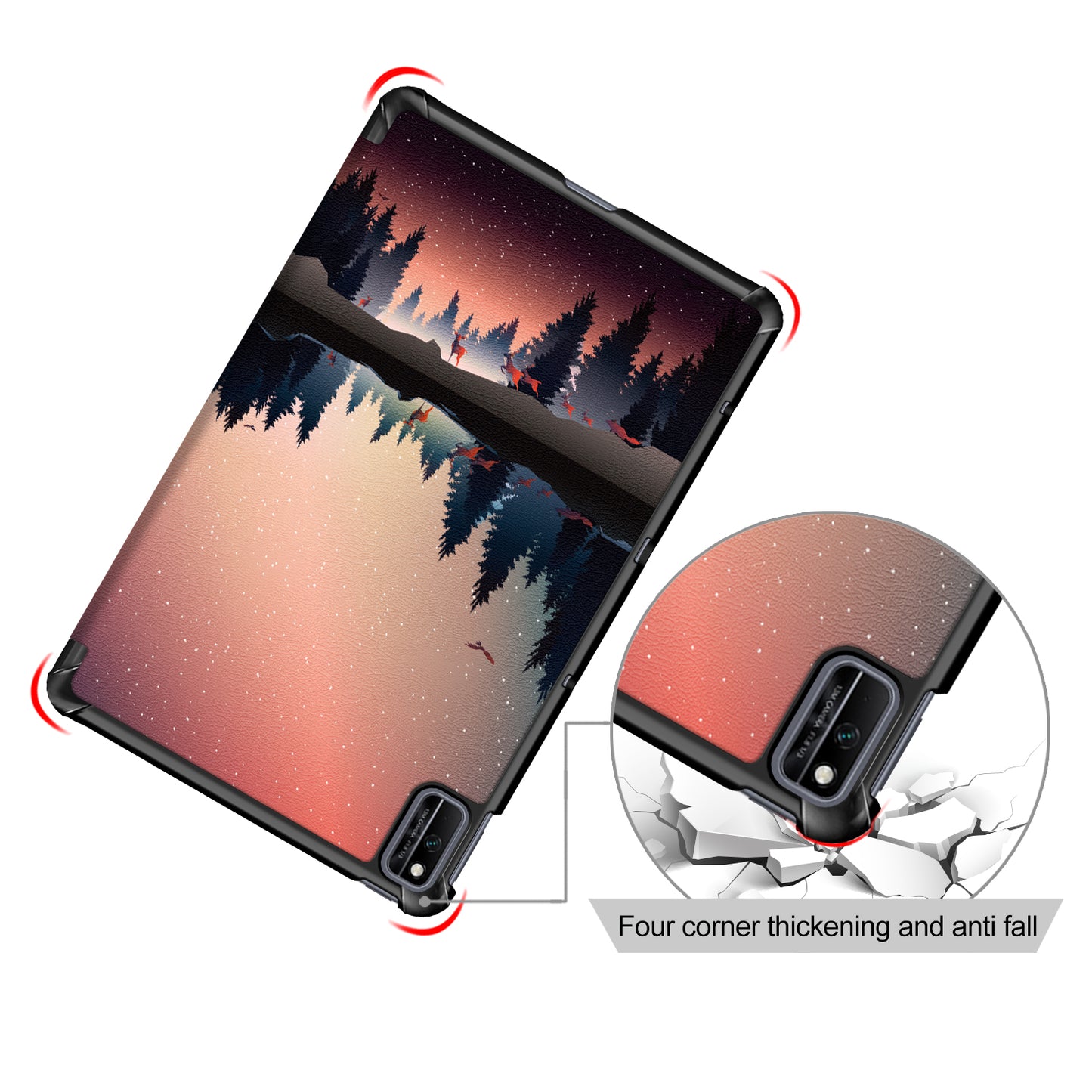 Pattern Printing PU Leather Tri-fold Stand Tablet Case for Honor V6 5G 10.4/Huawei MatePad 10.4
