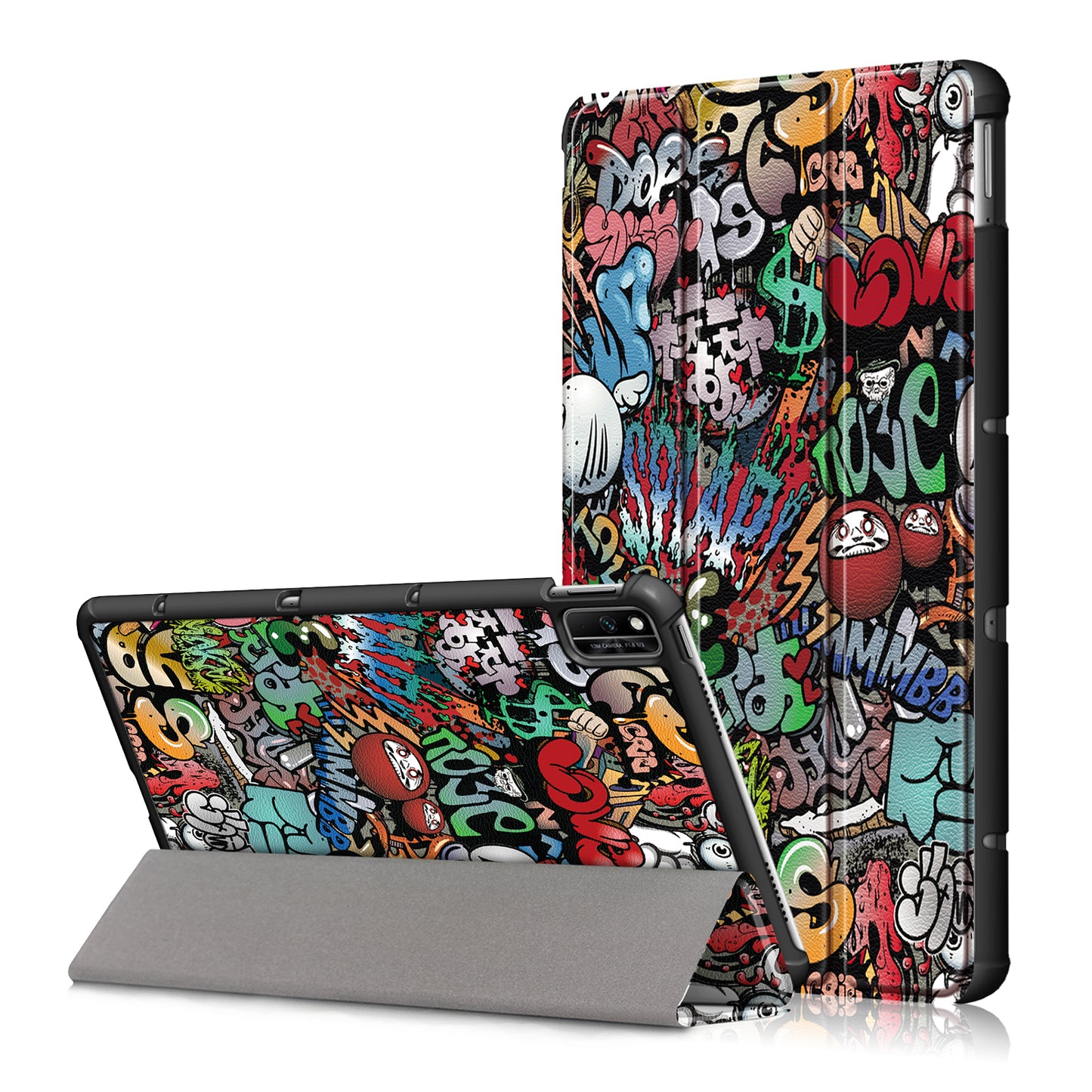 Pattern Printing PU Leather Tri-fold Stand Tablet Case for Honor V6 5G 10.4/Huawei MatePad 10.4