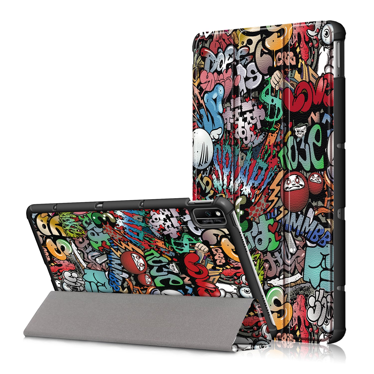 Pattern Printing PU Leather Tri-fold Stand Tablet Case for Honor V6 5G 10.4/Huawei MatePad 10.4
