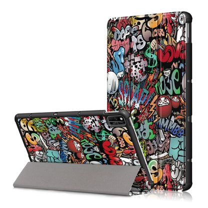 Pattern Printing PU Leather Tri-fold Stand Tablet Case for Honor V6 5G 10.4/Huawei MatePad 10.4
