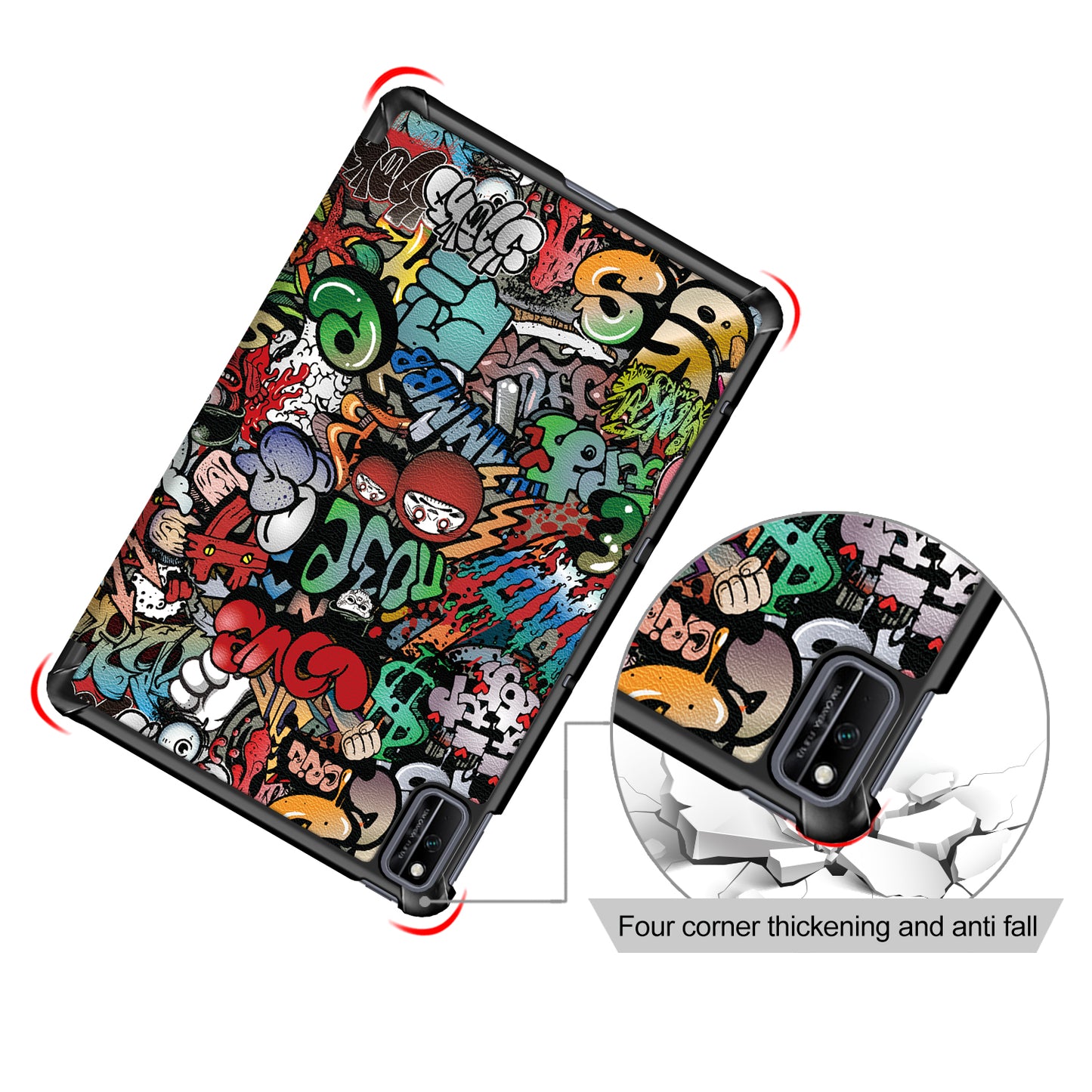 Pattern Printing PU Leather Tri-fold Stand Tablet Case for Honor V6 5G 10.4/Huawei MatePad 10.4