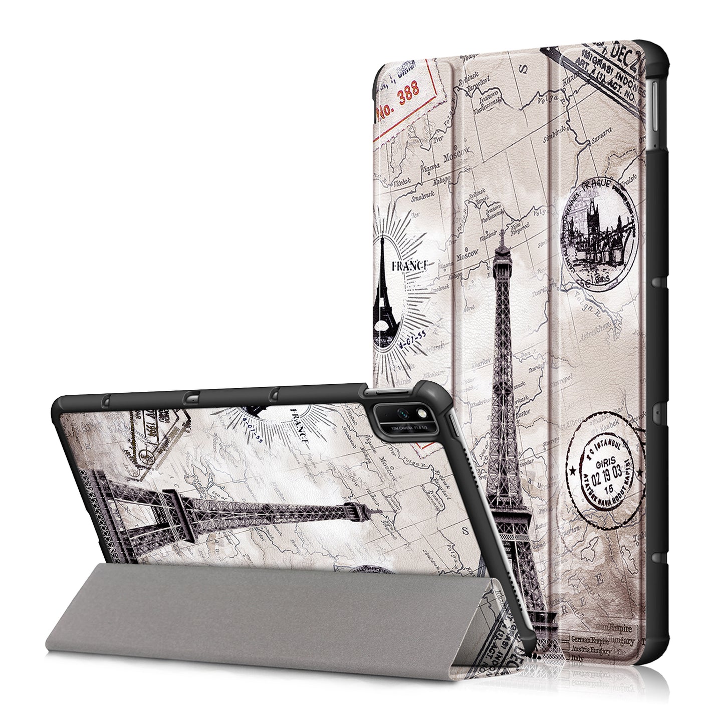 Pattern Printing PU Leather Tri-fold Stand Tablet Case for Honor V6 5G 10.4/Huawei MatePad 10.4