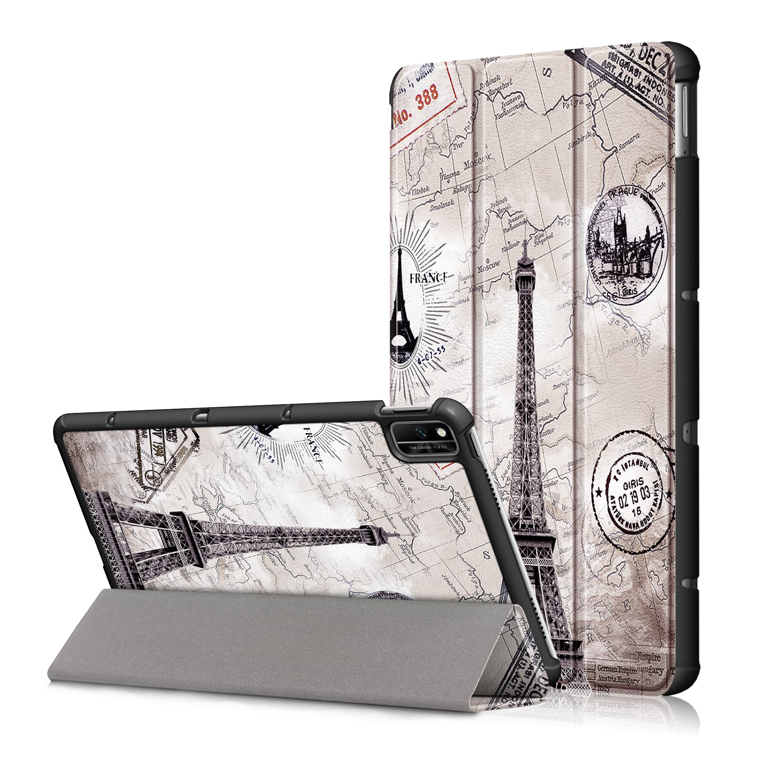 Pattern Printing PU Leather Tri-fold Stand Tablet Case for Honor V6 5G 10.4/Huawei MatePad 10.4