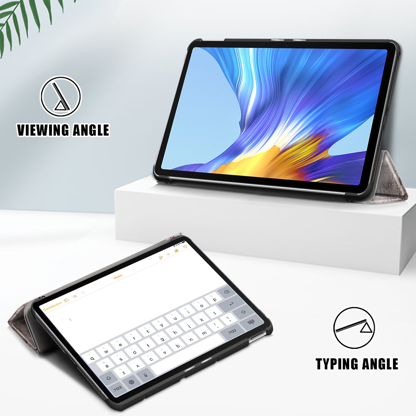 Pattern Printing PU Leather Tri-fold Stand Tablet Case for Honor V6 5G 10.4/Huawei MatePad 10.4