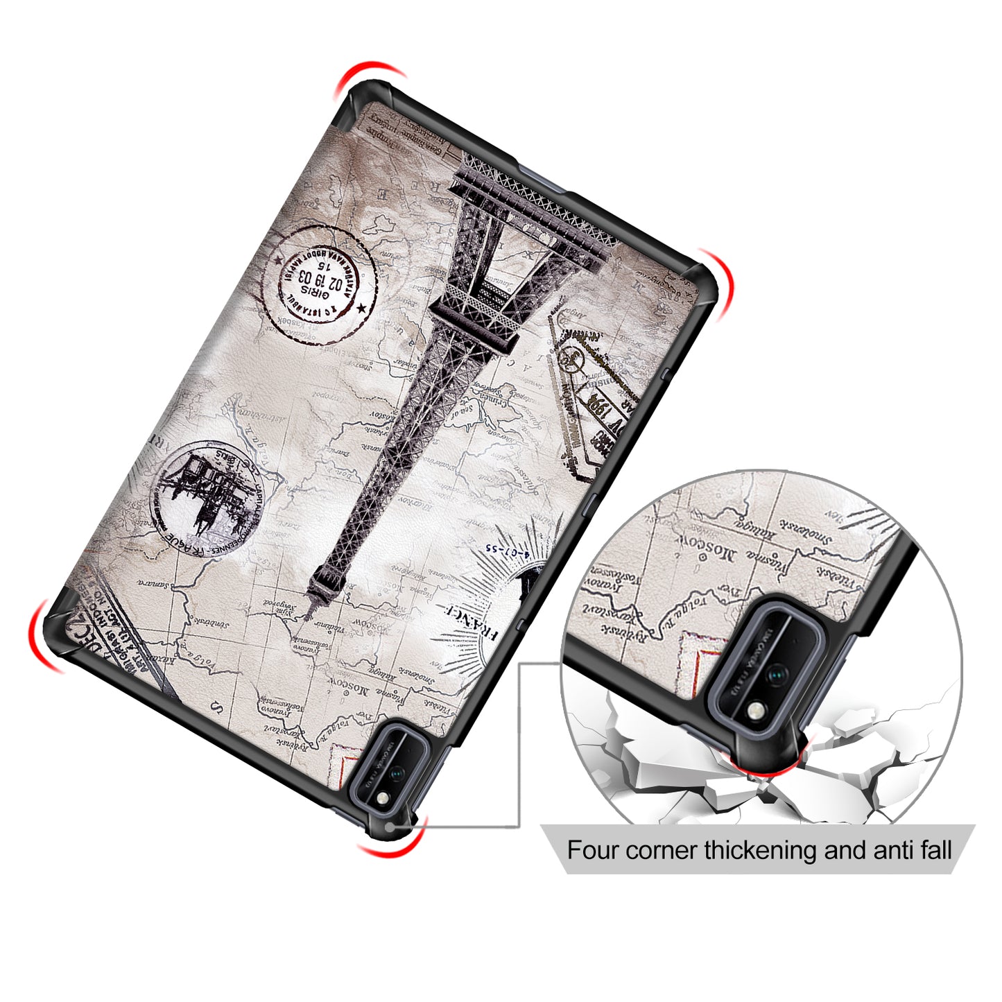 Pattern Printing PU Leather Tri-fold Stand Tablet Case for Honor V6 5G 10.4/Huawei MatePad 10.4