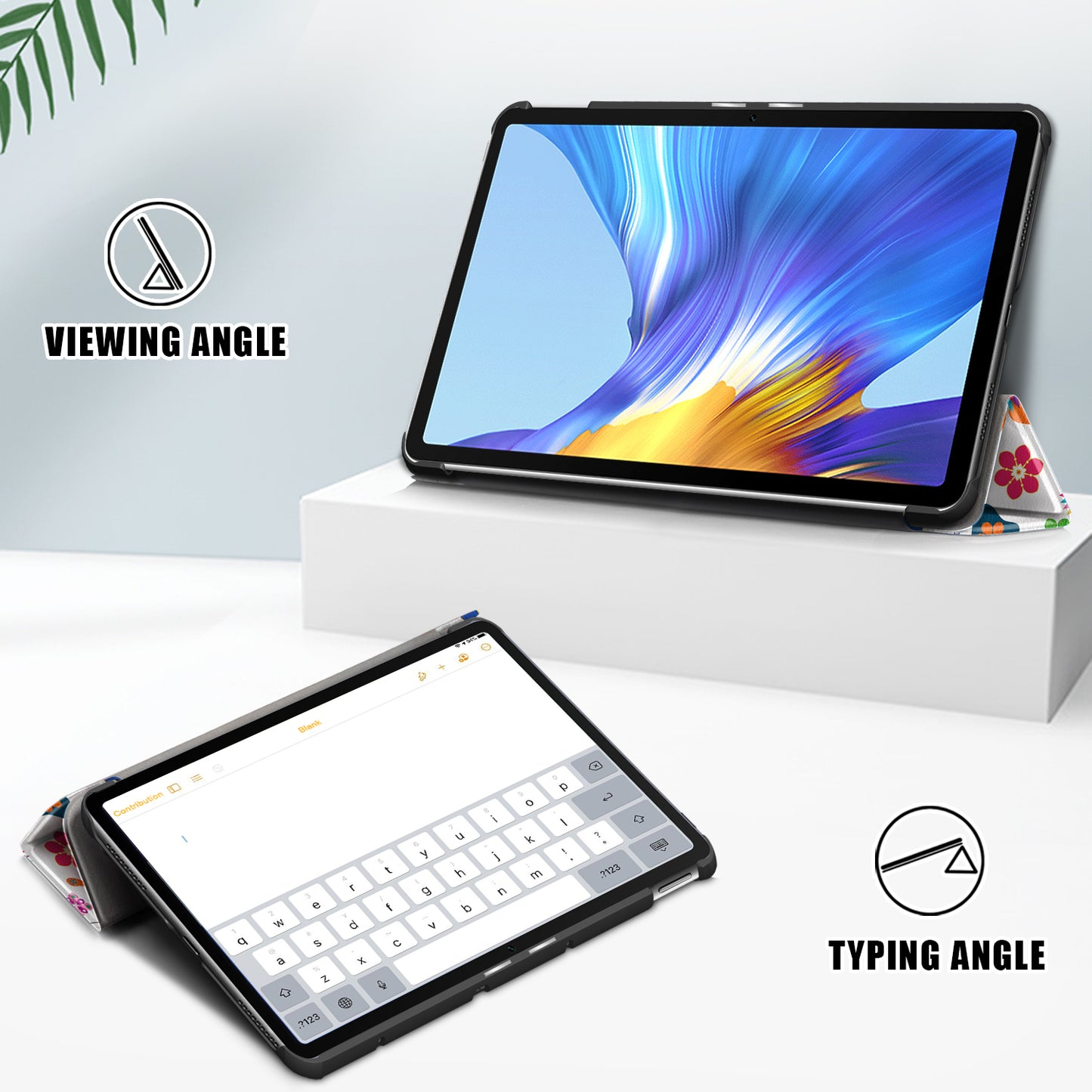 Pattern Printing PU Leather Tri-fold Stand Tablet Case for Honor V6 5G 10.4/Huawei MatePad 10.4