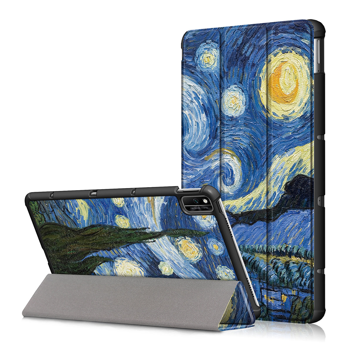 Pattern Printing PU Leather Tri-fold Stand Tablet Case for Honor V6 5G 10.4/Huawei MatePad 10.4
