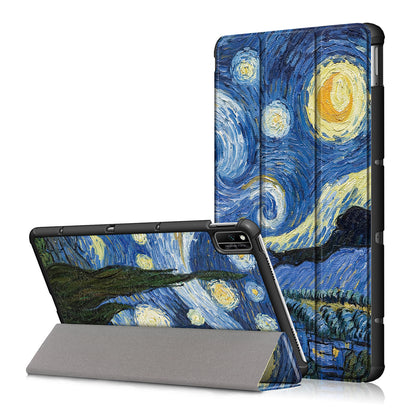Pattern Printing PU Leather Tri-fold Stand Tablet Case for Honor V6 5G 10.4/Huawei MatePad 10.4