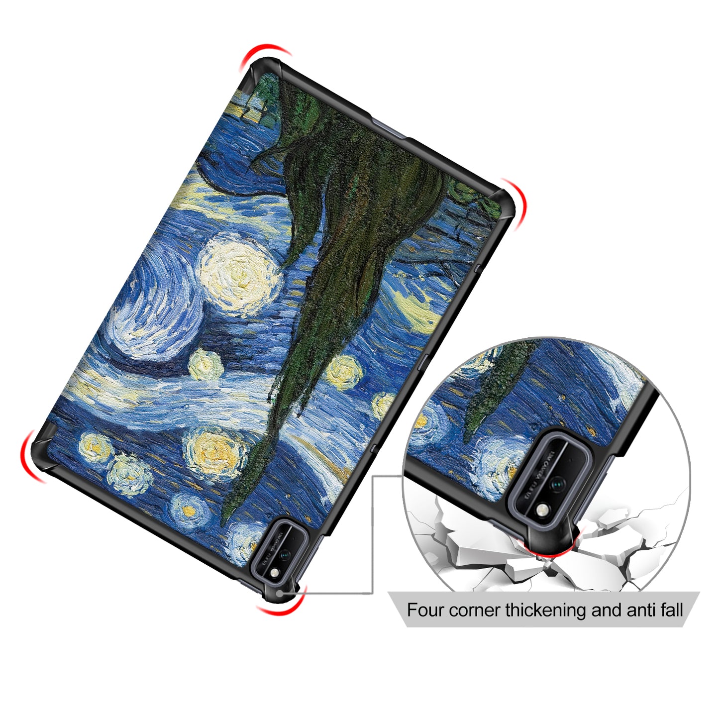 Pattern Printing PU Leather Tri-fold Stand Tablet Case for Honor V6 5G 10.4/Huawei MatePad 10.4