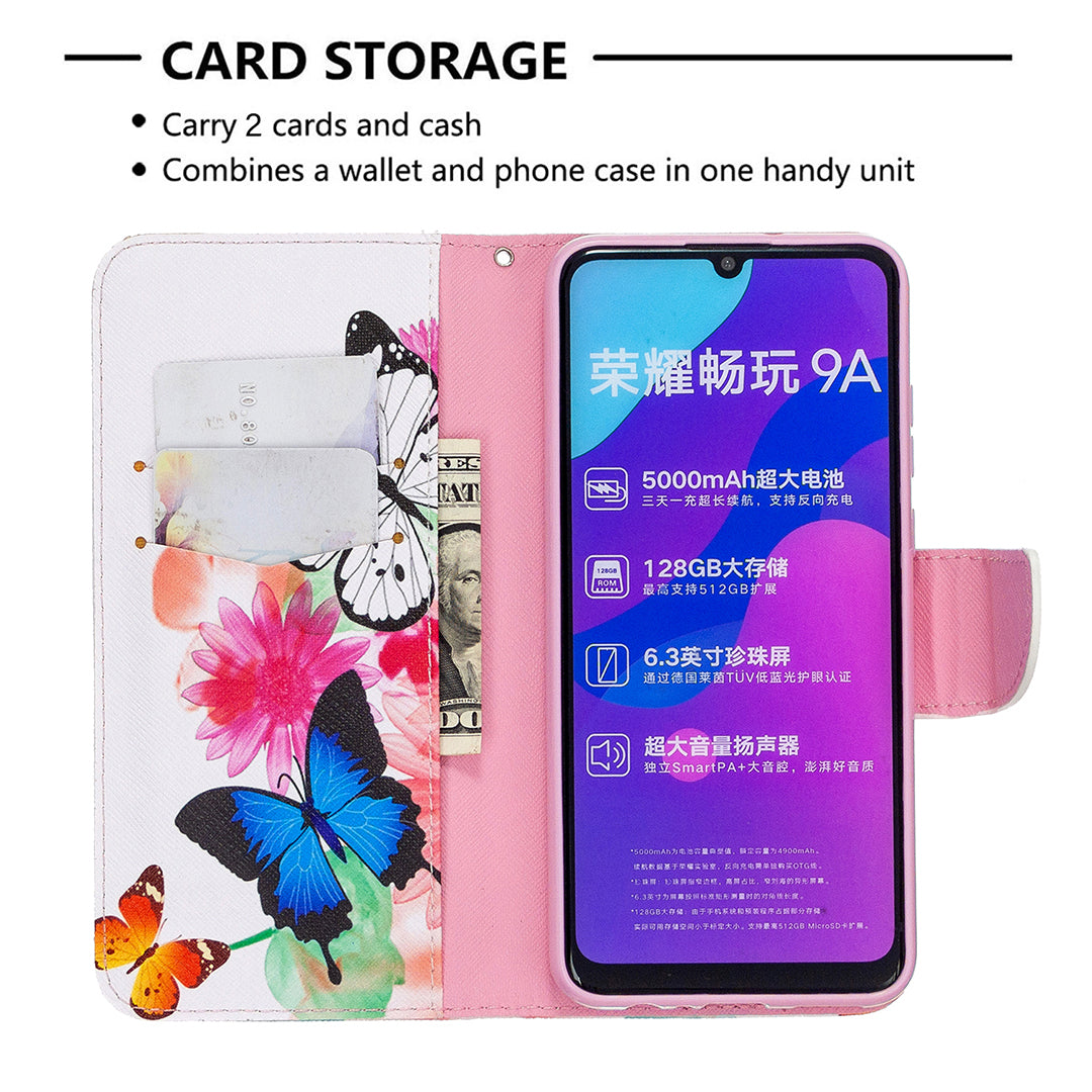 Pattern Printing Magnetic Leather Stand Case for Honor 9A