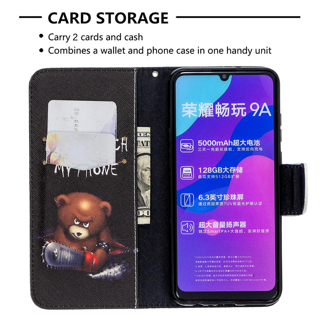 Pattern Printing Magnetic Leather Stand Case for Honor 9A
