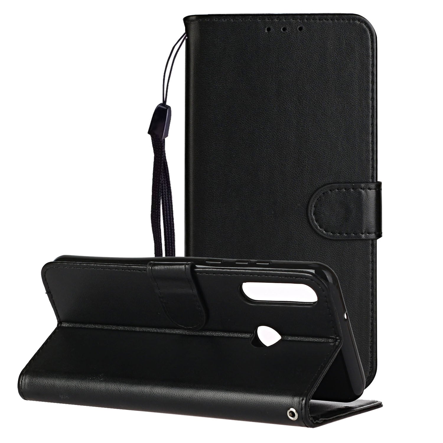 Wallet Leather Stand Phone Case with Strap for Huawei Y6p