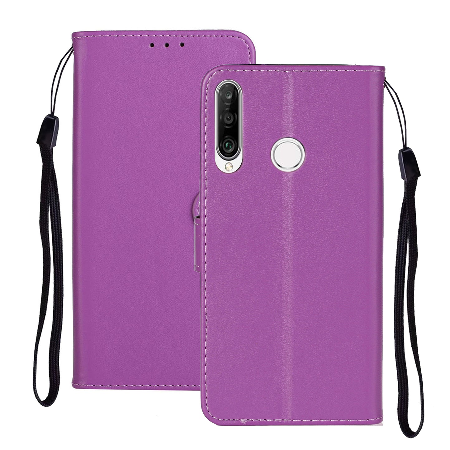 Wallet Leather Stand Phone Case with Strap for Huawei Y6p