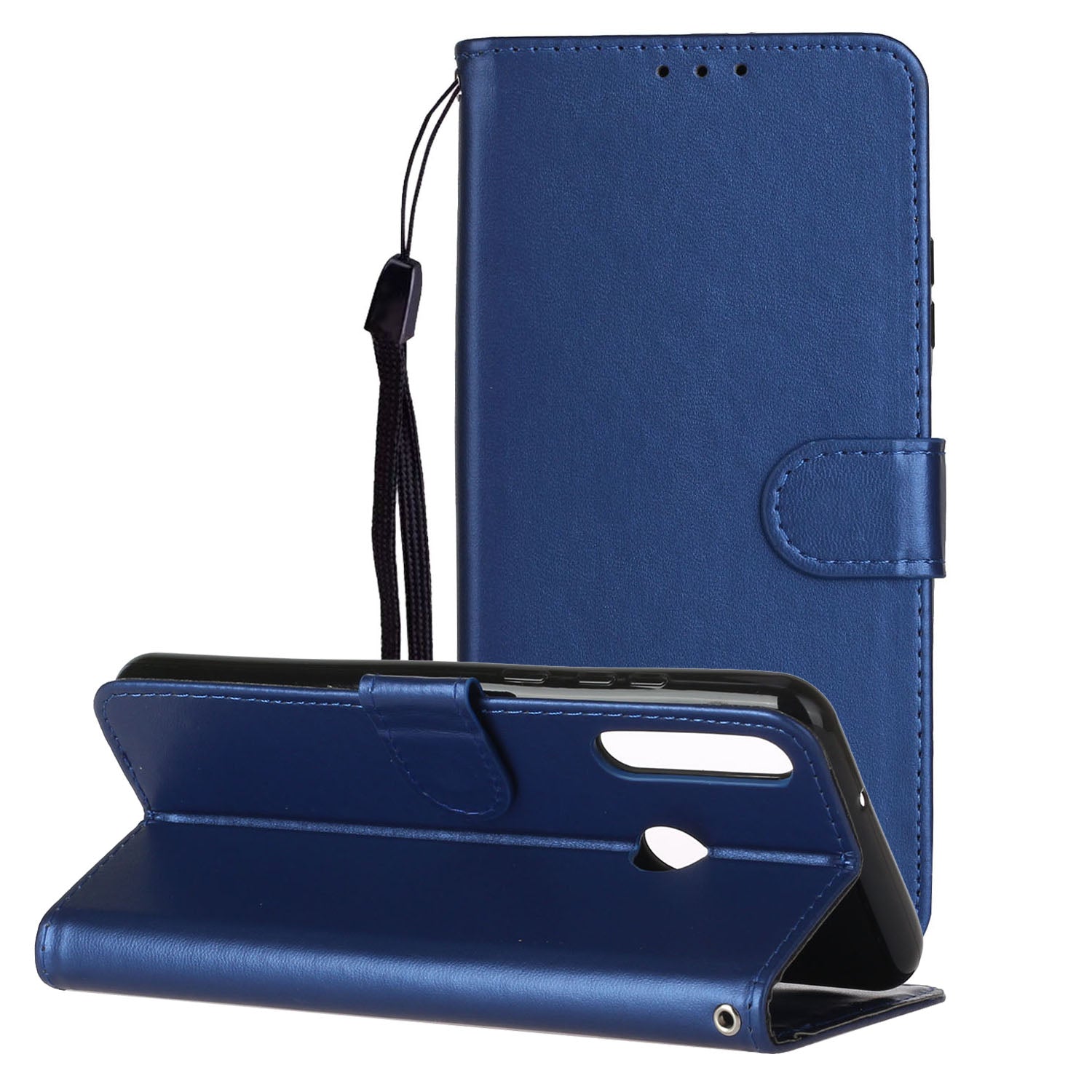Wallet Leather Stand Phone Case with Strap for Huawei Y6p