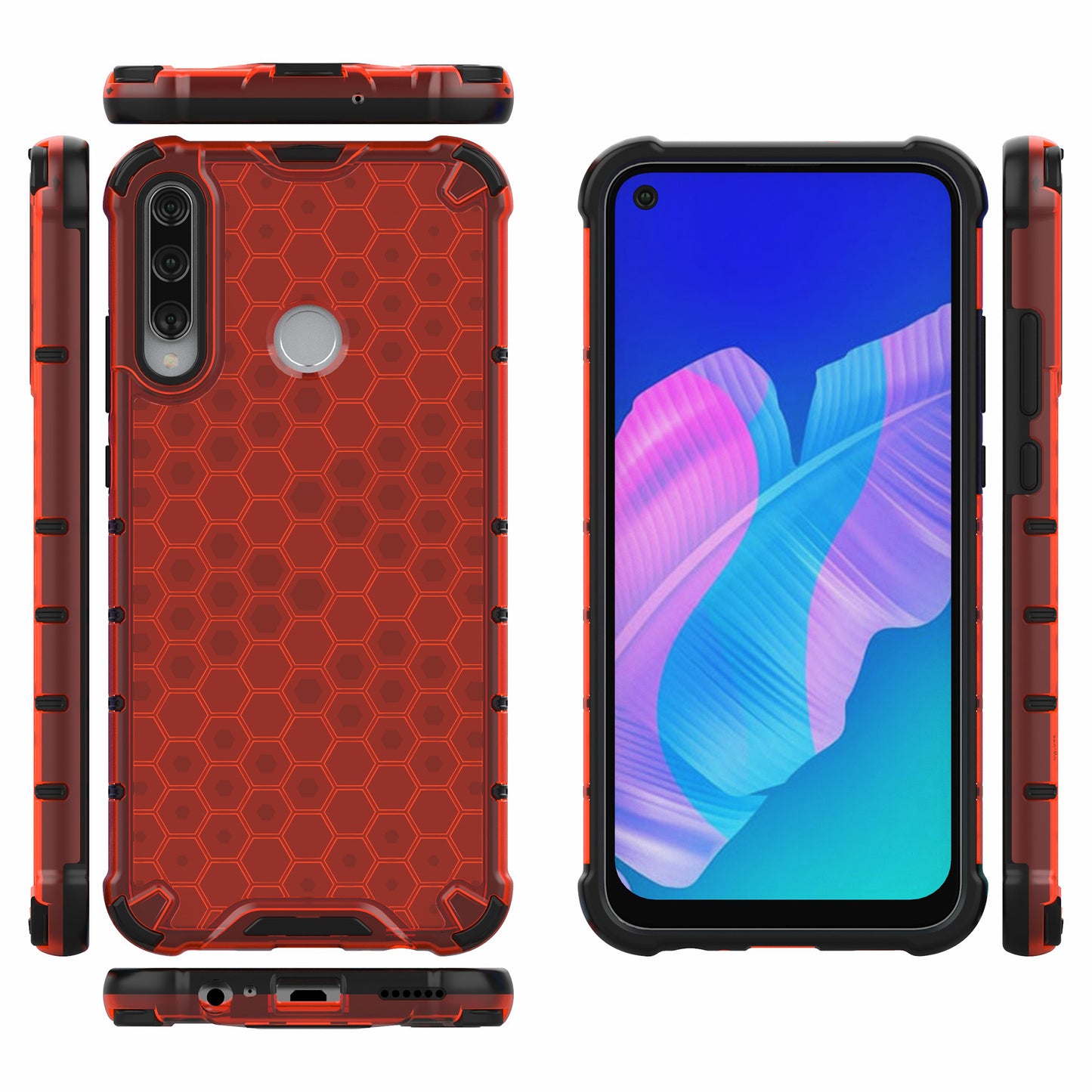 Honeycomb Skin Shock-proof TPU + PC Hybrid Casing for Huawei Y7p/P40 lite E/Honor 9C