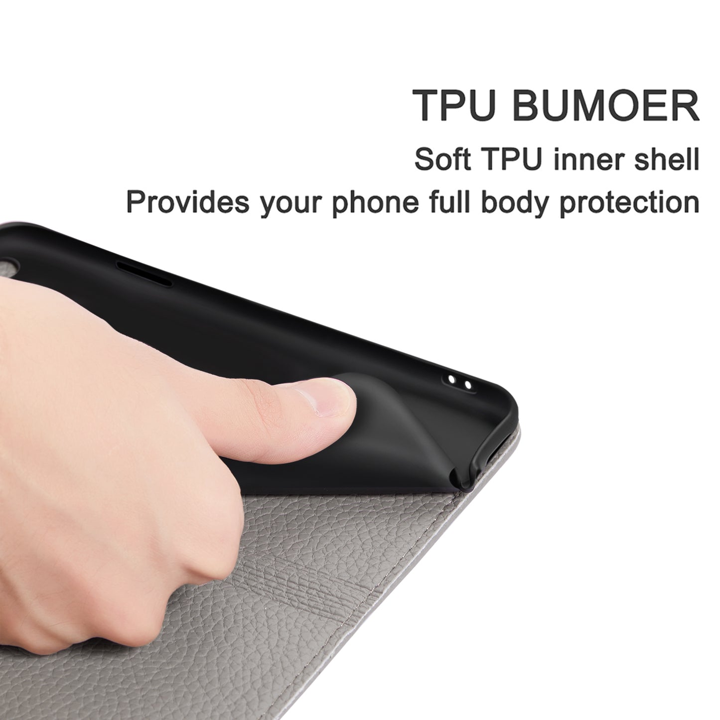 Litchi Skin Auto-absorbed Leather Stand Cover with Card Slots Shell for Huawei P40 Pro
