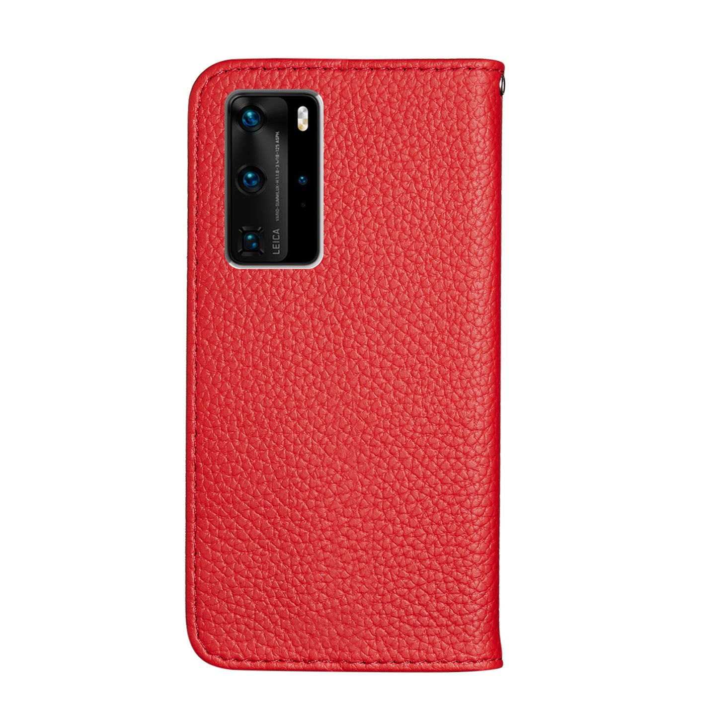 Litchi Skin Auto-absorbed Leather Stand Cover with Card Slots Shell for Huawei P40 Pro