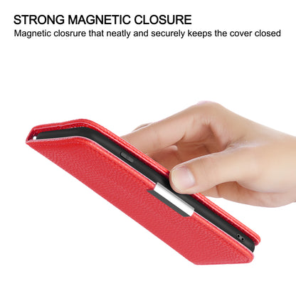 Litchi Skin Auto-absorbed Leather Stand Cover with Card Slots Shell for Huawei P40 Pro