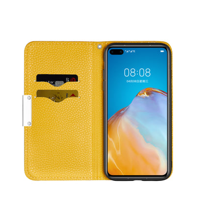 Litchi Skin Auto-absorbed Leather Stand Cover with Card Slots Shell for Huawei P40 Pro