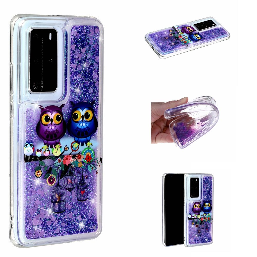 Pattern Printing Glitter Powder Quicksand TPU Back Shell for Huawei P40 Pro