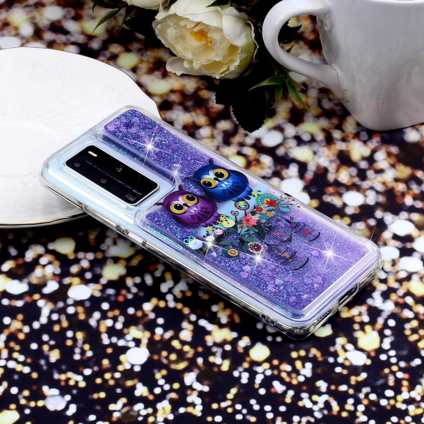 Pattern Printing Glitter Powder Quicksand TPU Back Shell for Huawei P40 Pro