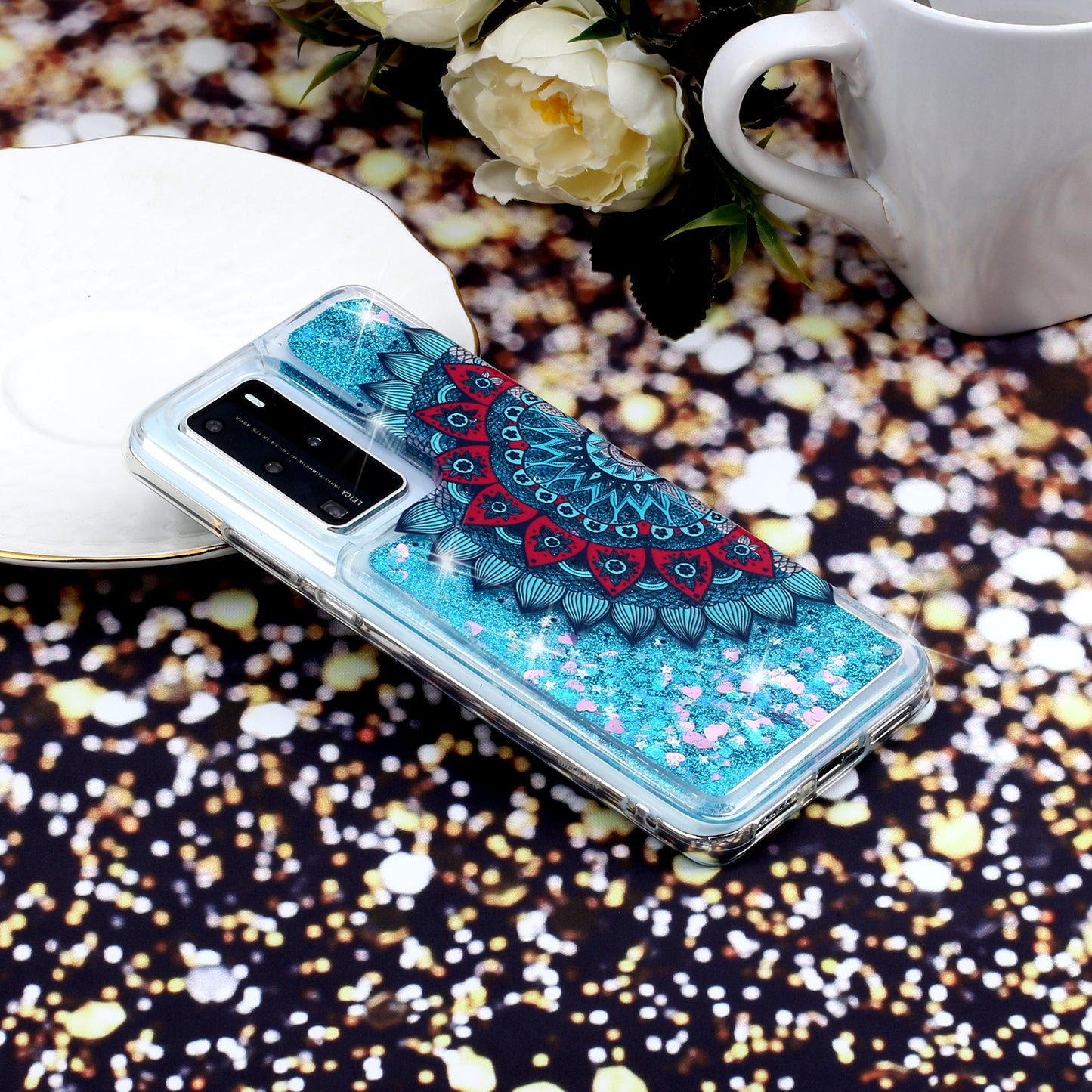 Pattern Printing Glitter Powder Quicksand TPU Back Shell for Huawei P40 Pro