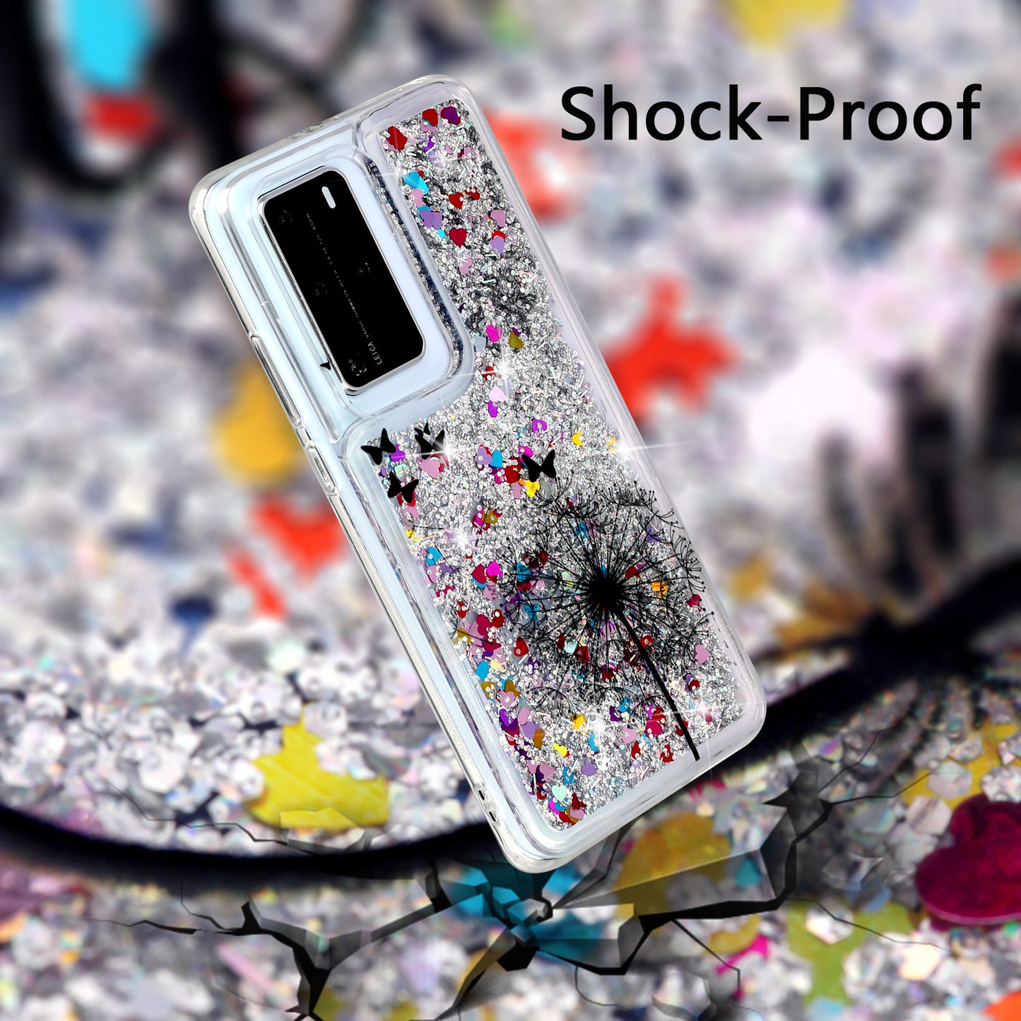 Pattern Printing Glitter Powder Quicksand TPU Back Shell for Huawei P40 Pro