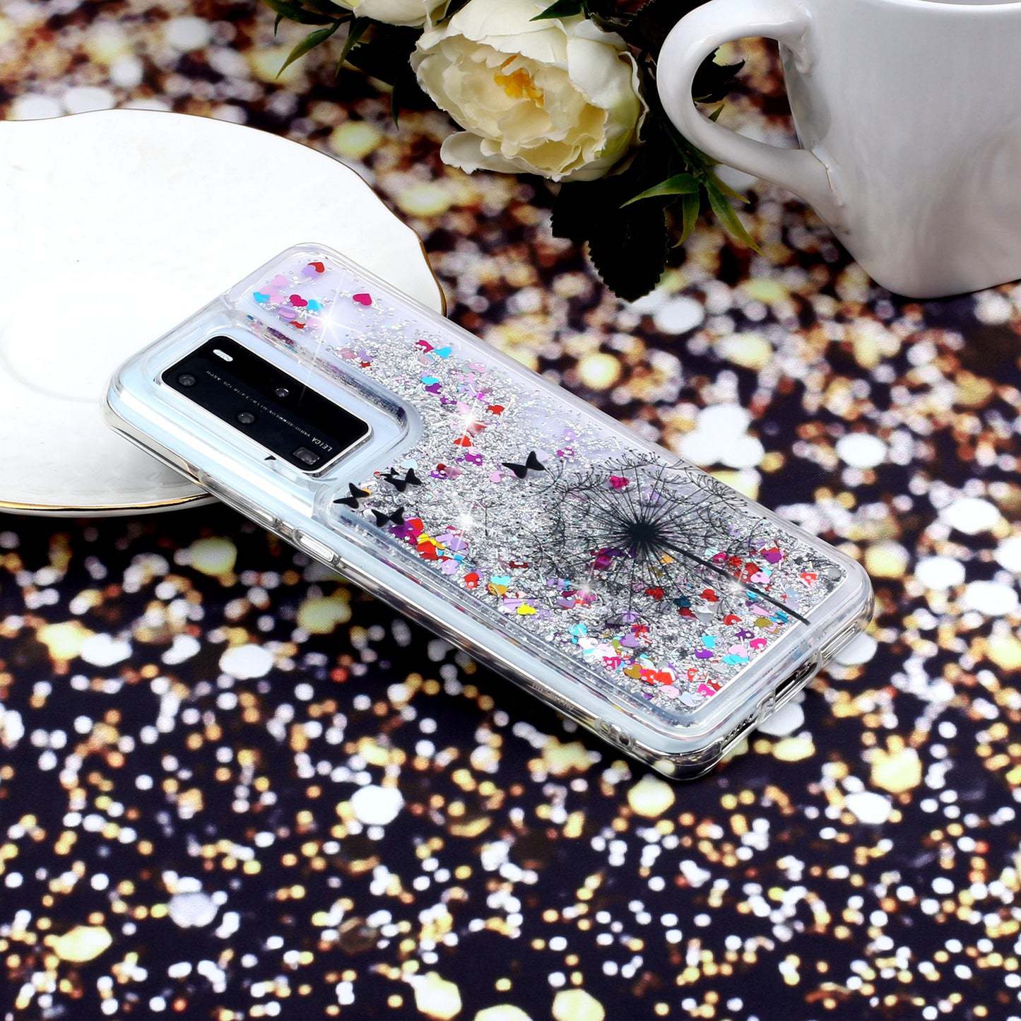 Pattern Printing Glitter Powder Quicksand TPU Back Shell for Huawei P40 Pro