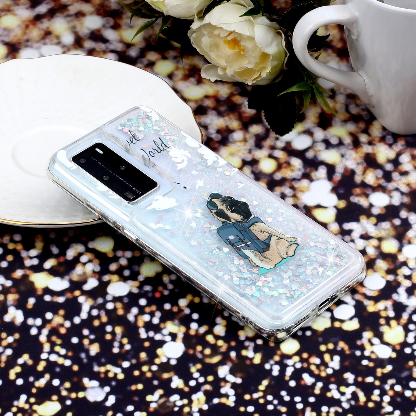 Pattern Printing Glitter Powder Quicksand TPU Back Shell for Huawei P40 Pro