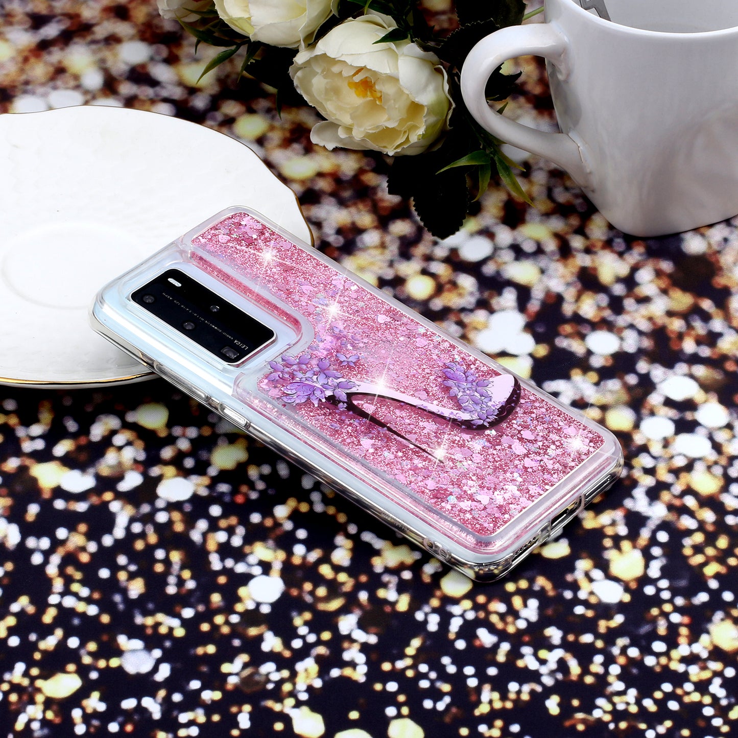 Pattern Printing Glitter Powder Quicksand TPU Back Shell for Huawei P40 Pro