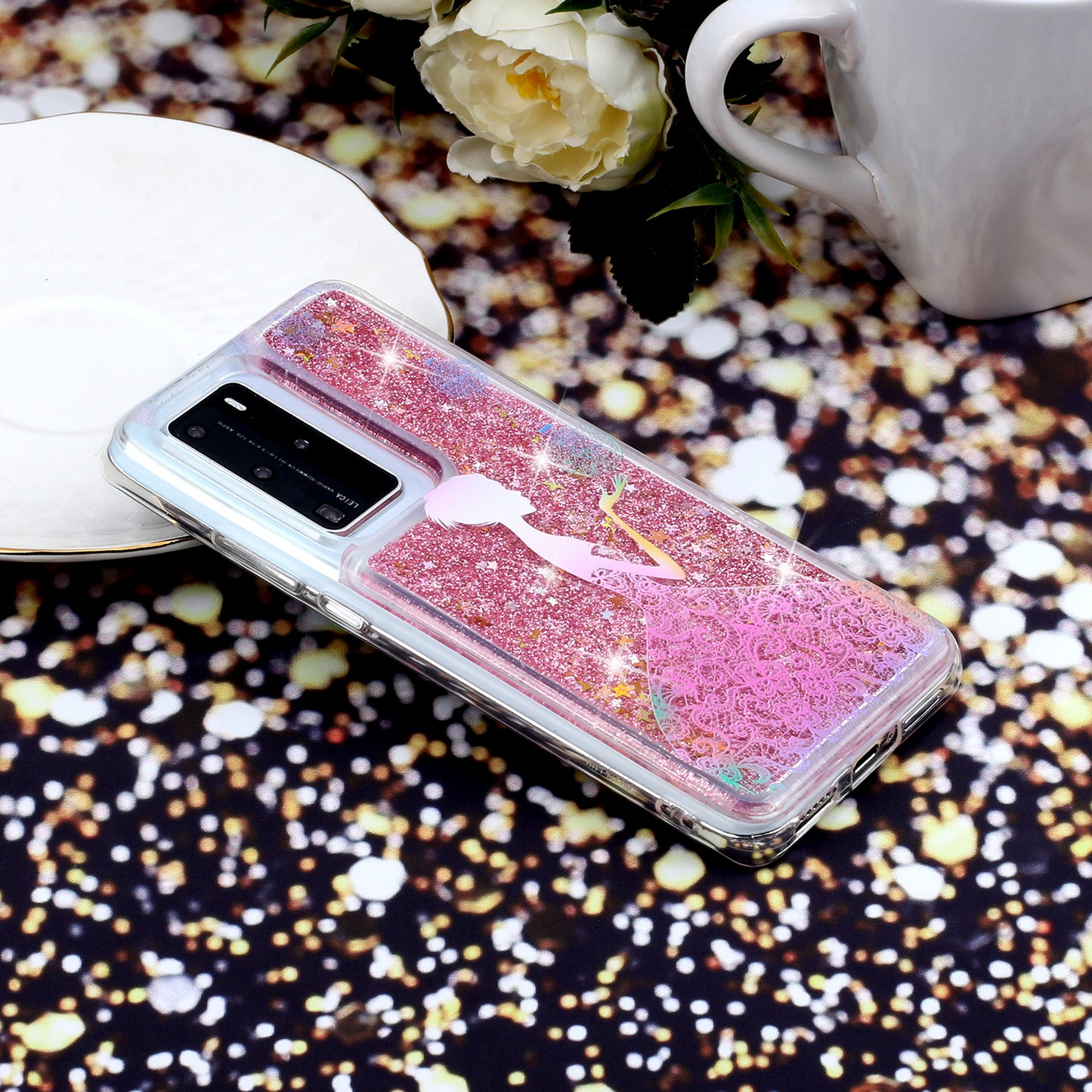 Pattern Printing Glitter Powder Quicksand TPU Back Shell for Huawei P40 Pro