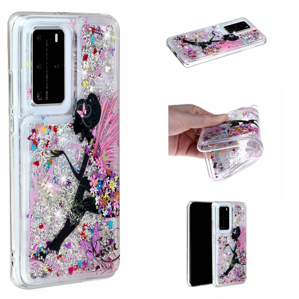 Pattern Printing Glitter Powder Quicksand TPU Back Shell for Huawei P40 Pro