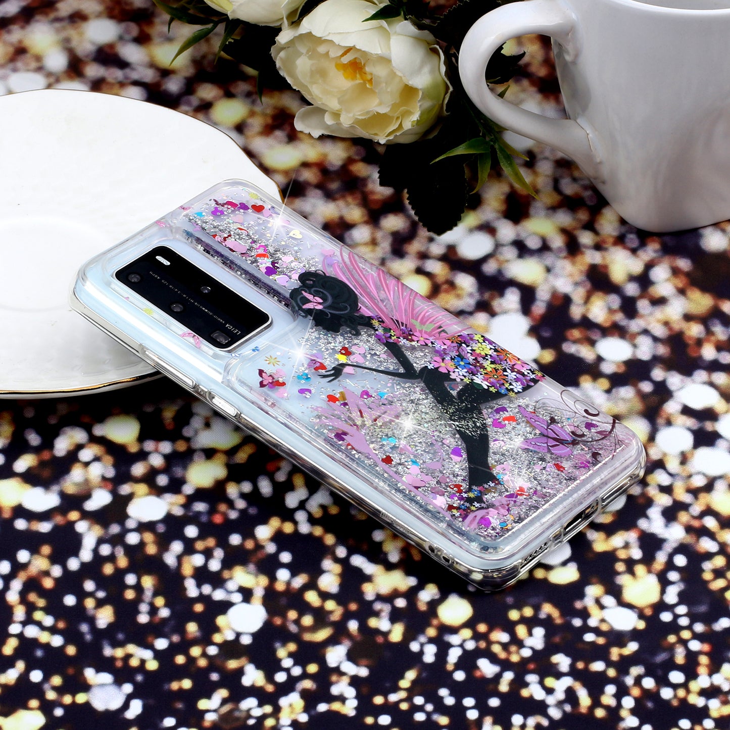 Pattern Printing Glitter Powder Quicksand TPU Back Shell for Huawei P40 Pro