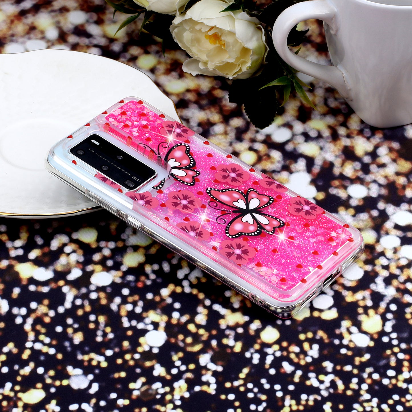 Pattern Printing Glitter Powder Quicksand TPU Back Shell for Huawei P40 Pro