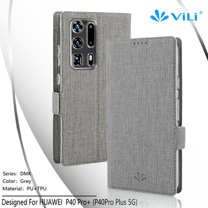 VILI DMK Cross Texture Double Magnetic Clasp Leather Wallet Stand Case for Huawei P40 Pro Plus