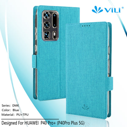 VILI DMK Cross Texture Double Magnetic Clasp Leather Wallet Stand Case for Huawei P40 Pro Plus