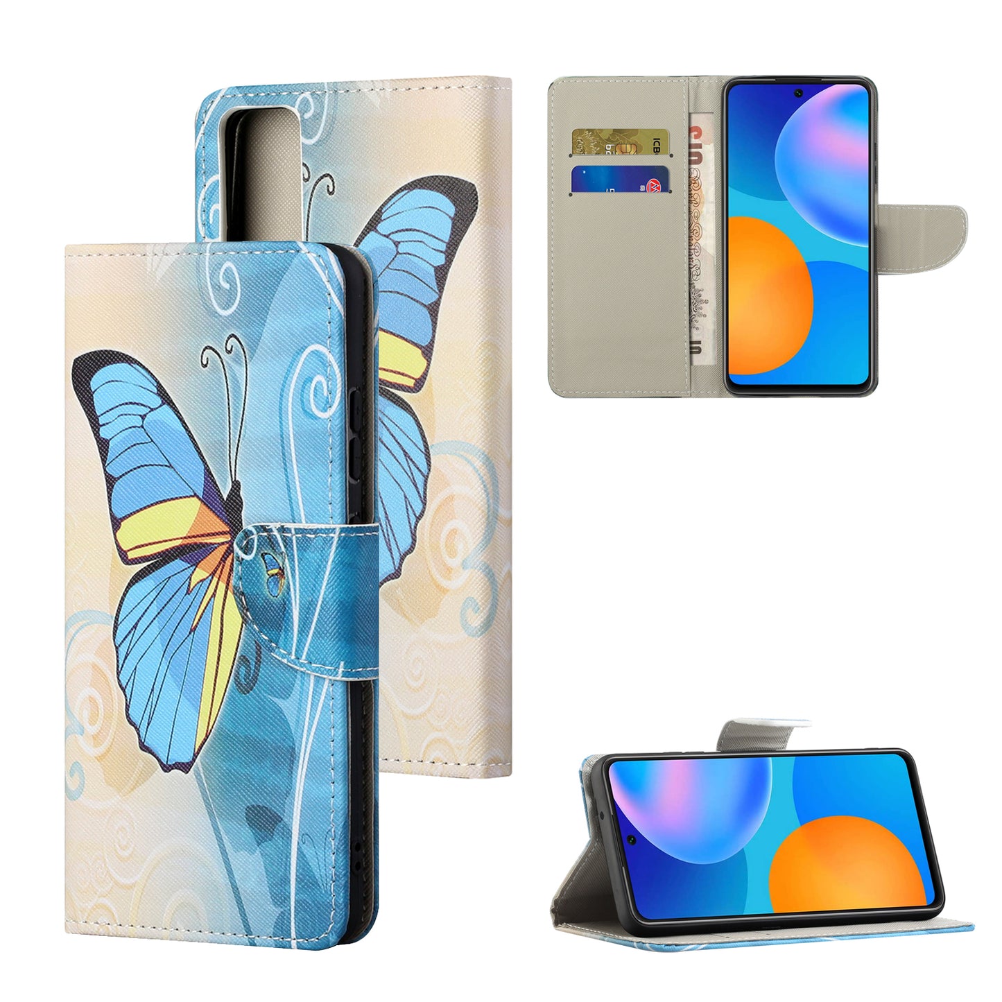 Pattern Printing Cross Texture Leather Wallet Phone Stand Protective Case for Honor 10X Lite