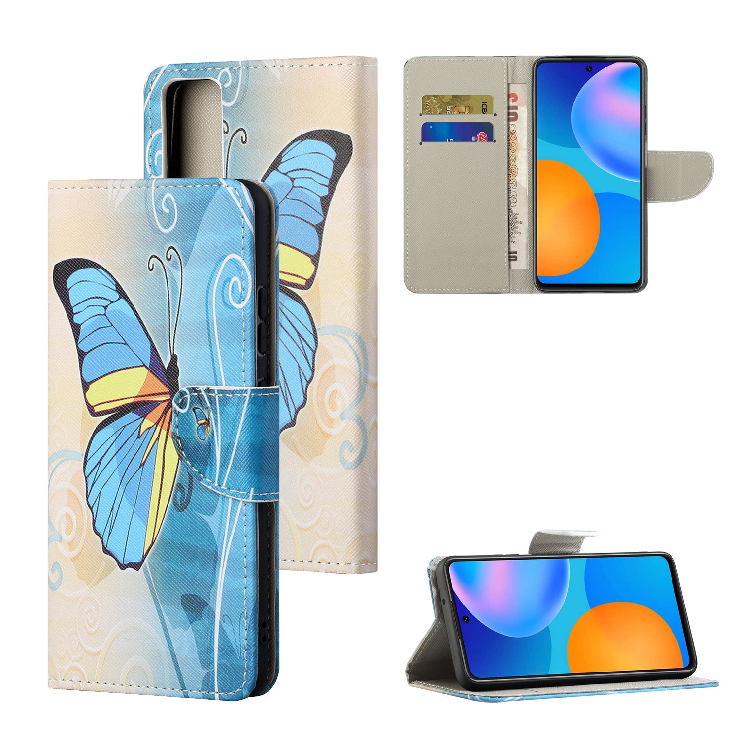 Pattern Printing Cross Texture Leather Wallet Phone Stand Protective Case for Honor 10X Lite
