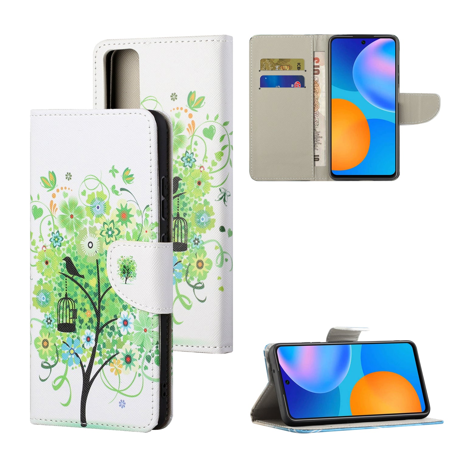 Pattern Printing Cross Texture Leather Wallet Phone Stand Protective Case for Honor 10X Lite