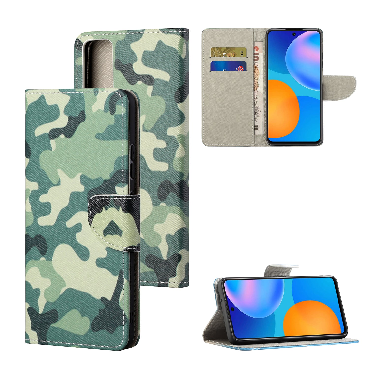 Pattern Printing Cross Texture Leather Wallet Phone Stand Protective Case for Honor 10X Lite