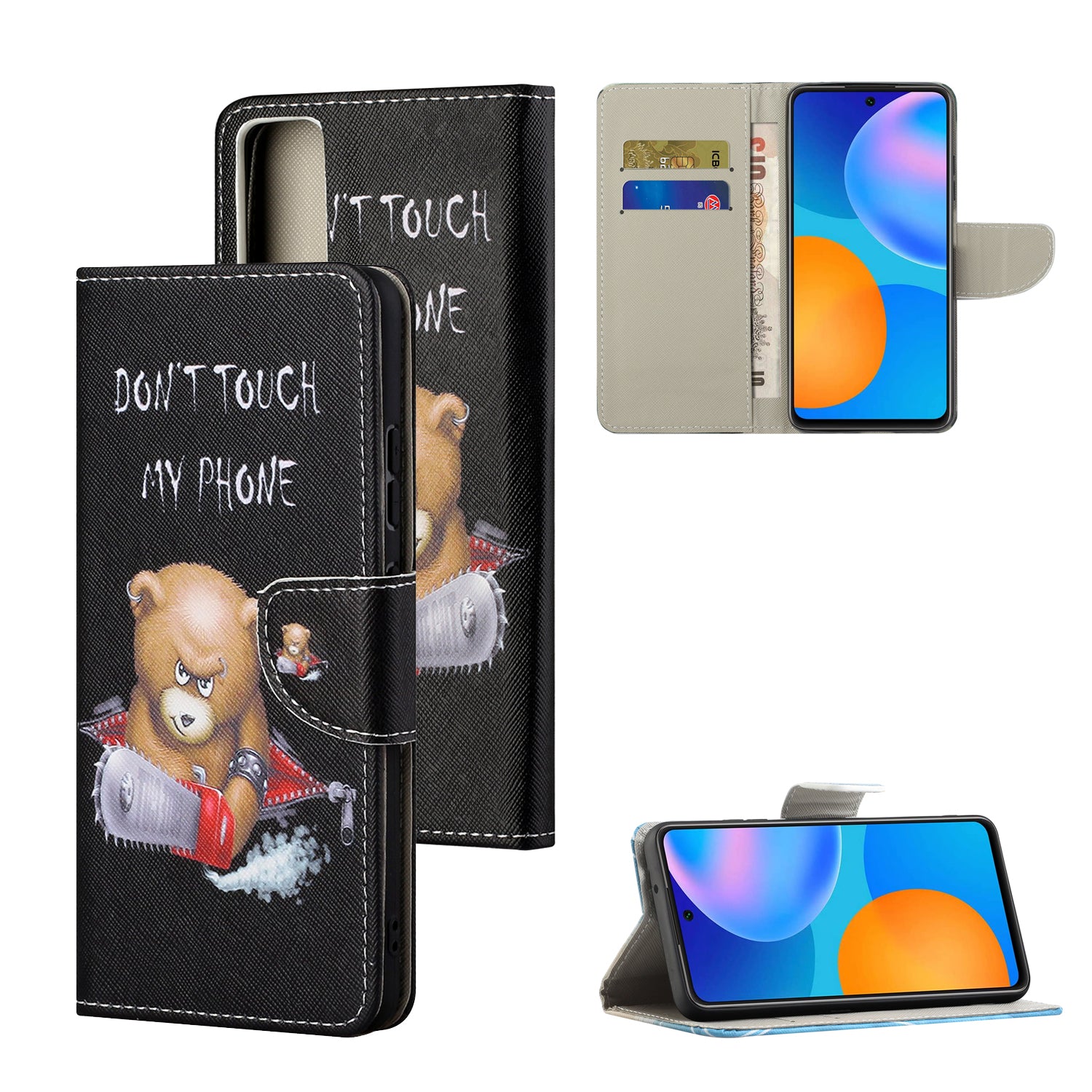 Pattern Printing Cross Texture Leather Wallet Phone Stand Protective Case for Honor 10X Lite