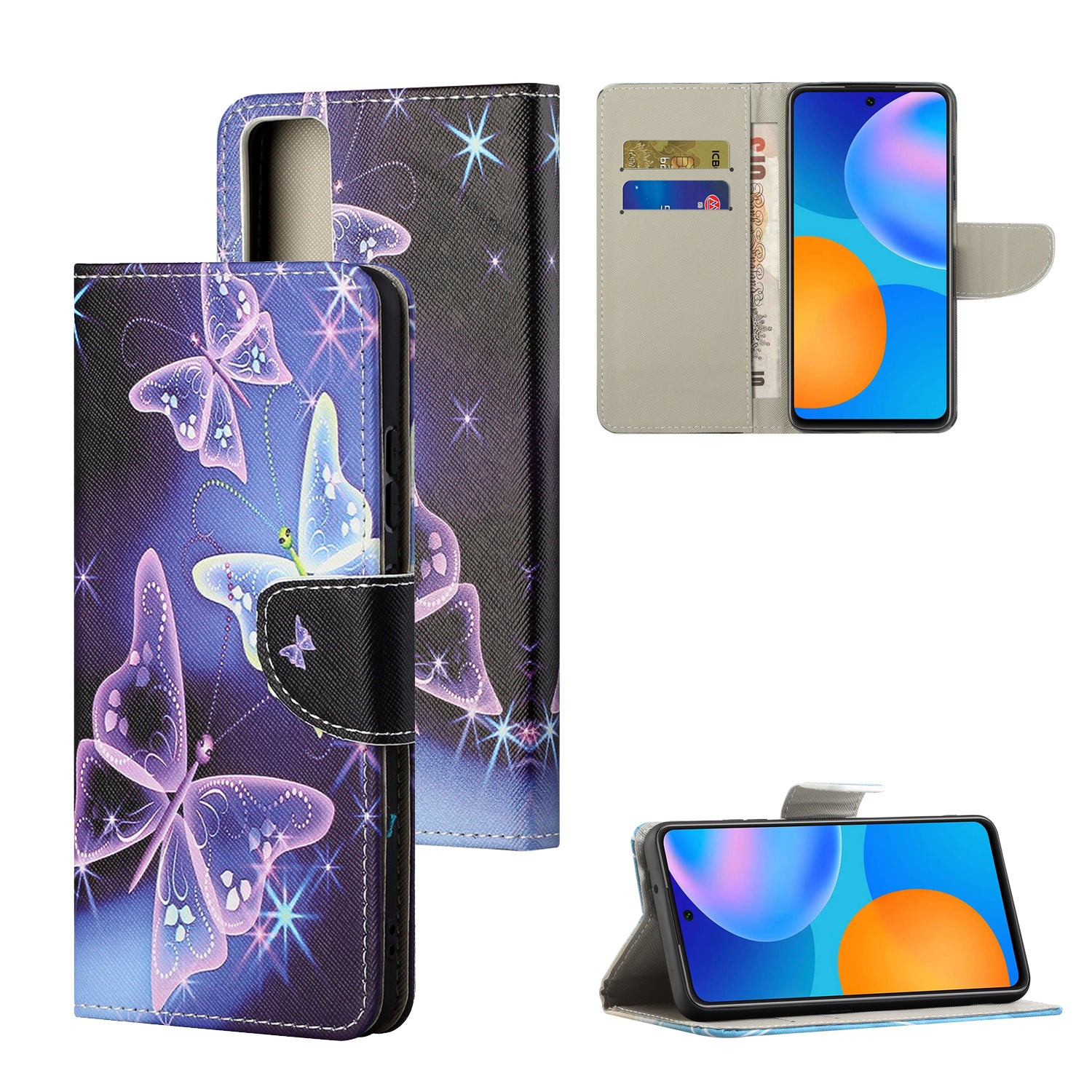 Pattern Printing Cross Texture Leather Wallet Phone Stand Protective Case for Honor 10X Lite