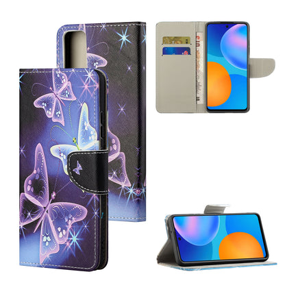 Pattern Printing Cross Texture Leather Wallet Phone Stand Protective Case for Honor 10X Lite